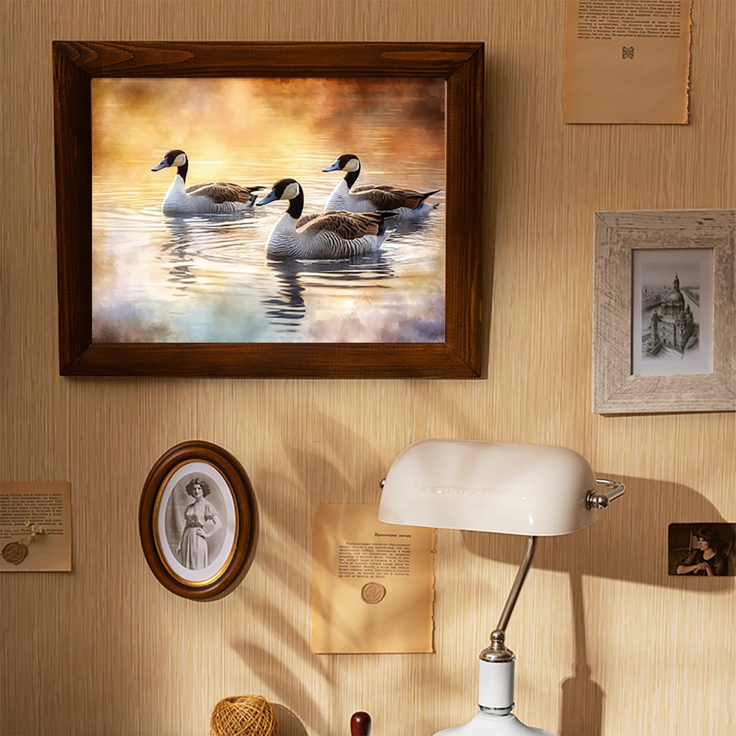 EATUKYIC Diamond Art Kits for Adults Diamond Art Painting Kits for Beginners 5D DIY Wildlife Animal Canadian Geese Bird on Lake Wildlife Animal for Home Wall Decor 12x16inches/30x40cm