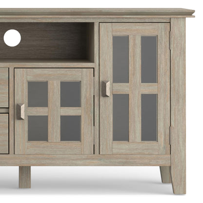 SIMPLIHOME Artisan TV Stand - 72 inch Wide Solid Wood Media Console in Distressed Grey, Contemporary Entertainment Center for Living Room for TVs up to 80 Inches with Drawers and Cable Management