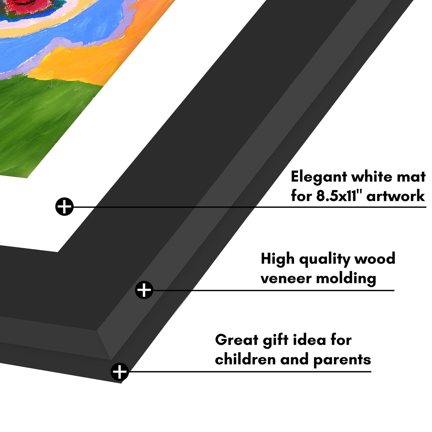 Americanflat - 2 Pack - Kids Artwork Frame Changeable (Black) - Magnetic Door Holds 100 Art Pieces - 8.5x11 Letter Size Display with Mat or 10x12.5 Without Mat - My Mini Masterpiece