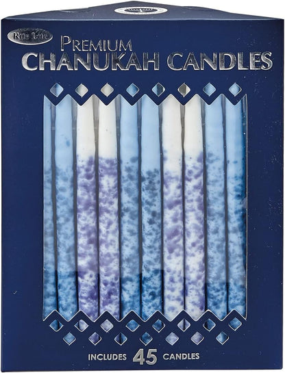 Rite Lite Premium Pack of 45 Chanukah Candles - Splash Blue and White for your Hanukkah Menorah