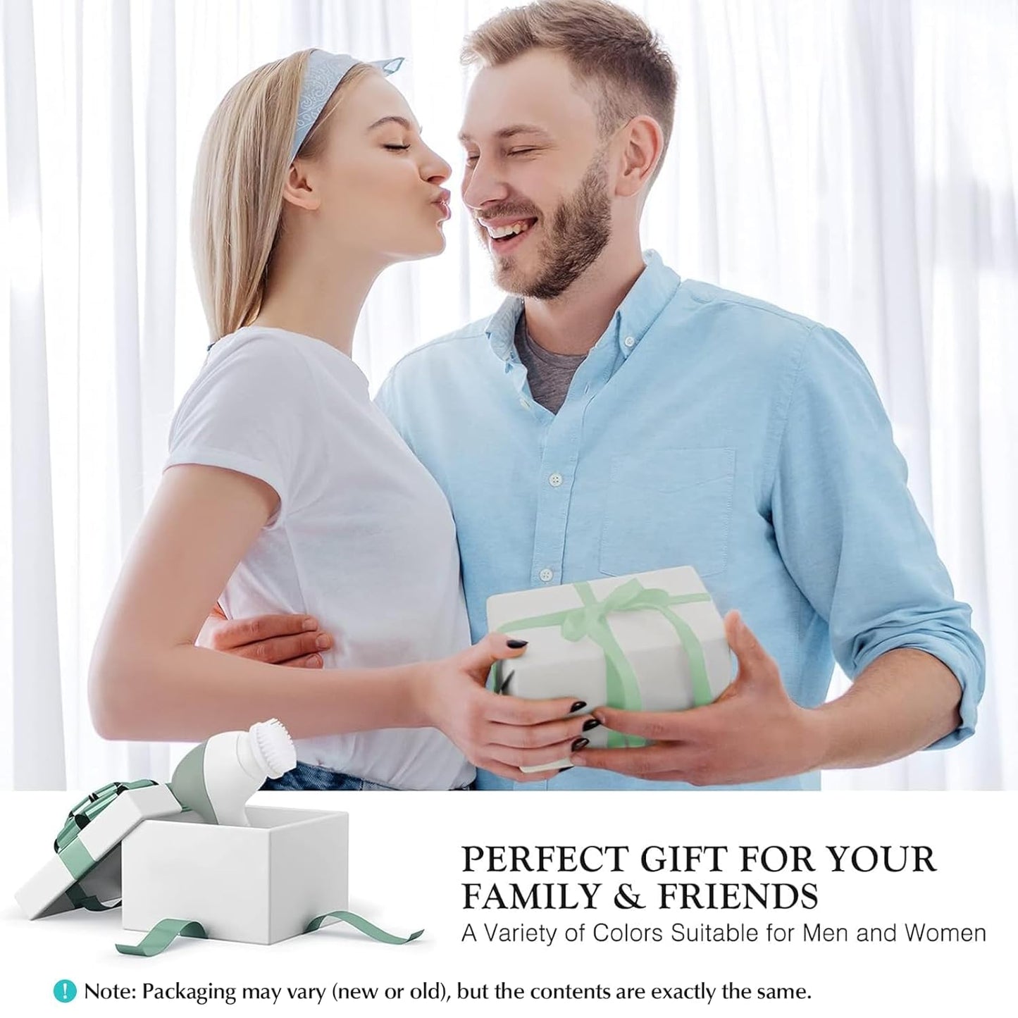 COSLUS Facial Cleansing Brush Silicone Face Scrubber: 2 in1 FBS-D Electric Exfoliating Massage Device Waterproof Deep Cleaning Exfoliation Rotating Spa Machine - Electronic Skin Care Wash Clean System