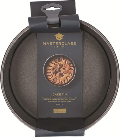 MasterClass 20 cm Deep Cake Tin, 8 Inch Round Pan, PFOA Free Non Stick, 1 mm Carbon Steel