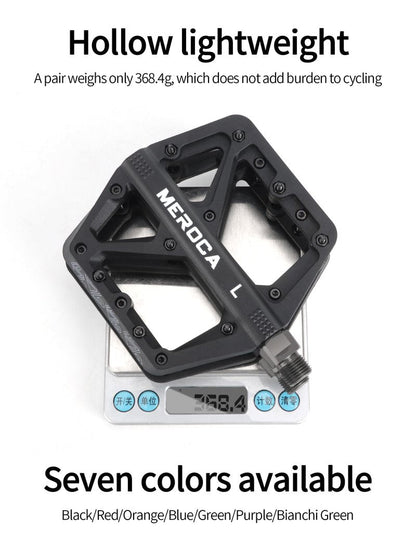 MEROCA Mountain Bike Nylon Pedals, Mountain Bike Pedals, Non-Slip Lightweight Nylon Fiber Bicycle Pedals (Blue)