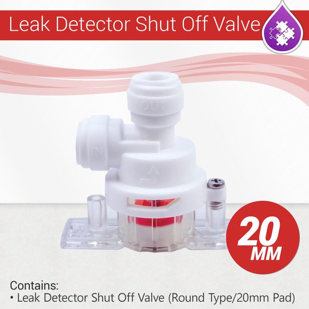 Max Water Reverse Osmosis Leak Detector Shut Off Valve, 20mm Pad, ¼” OD Quick Connect for RO Systems