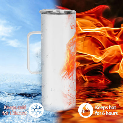 Lilsofee 4 Pack 20 oz Sublimation Blank Tumbler with Handle and Straw Stainless Steel Double Vacuum Insulation Skinny Mug Heat Press Transfer Printing DIY Cups