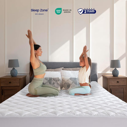 21" 54x75) SLEEP ZONE Flat Mattress Cover Full Size, Non Slip Quilted Fitted Mattress Pad, Noiseless Mattress Protector