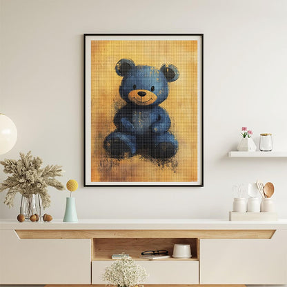 HMDIIMGE Blue Teddy Bear Diamond Painting Kits, DIY 5D Paint for Adults, Full Drill Crystal Diamond Drawing Suitable for Home Wall Decoration 12x16in