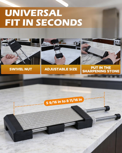 HIPULX Non-Slip Sharpening Stone Holder, Adjustable Whetstone Holder for Water Stones, Diamond Stones 304 Stainless Steel Clamp for Knife Sharpening, Woodworking Tools (Fits 5 9/16" - 8 11/16")