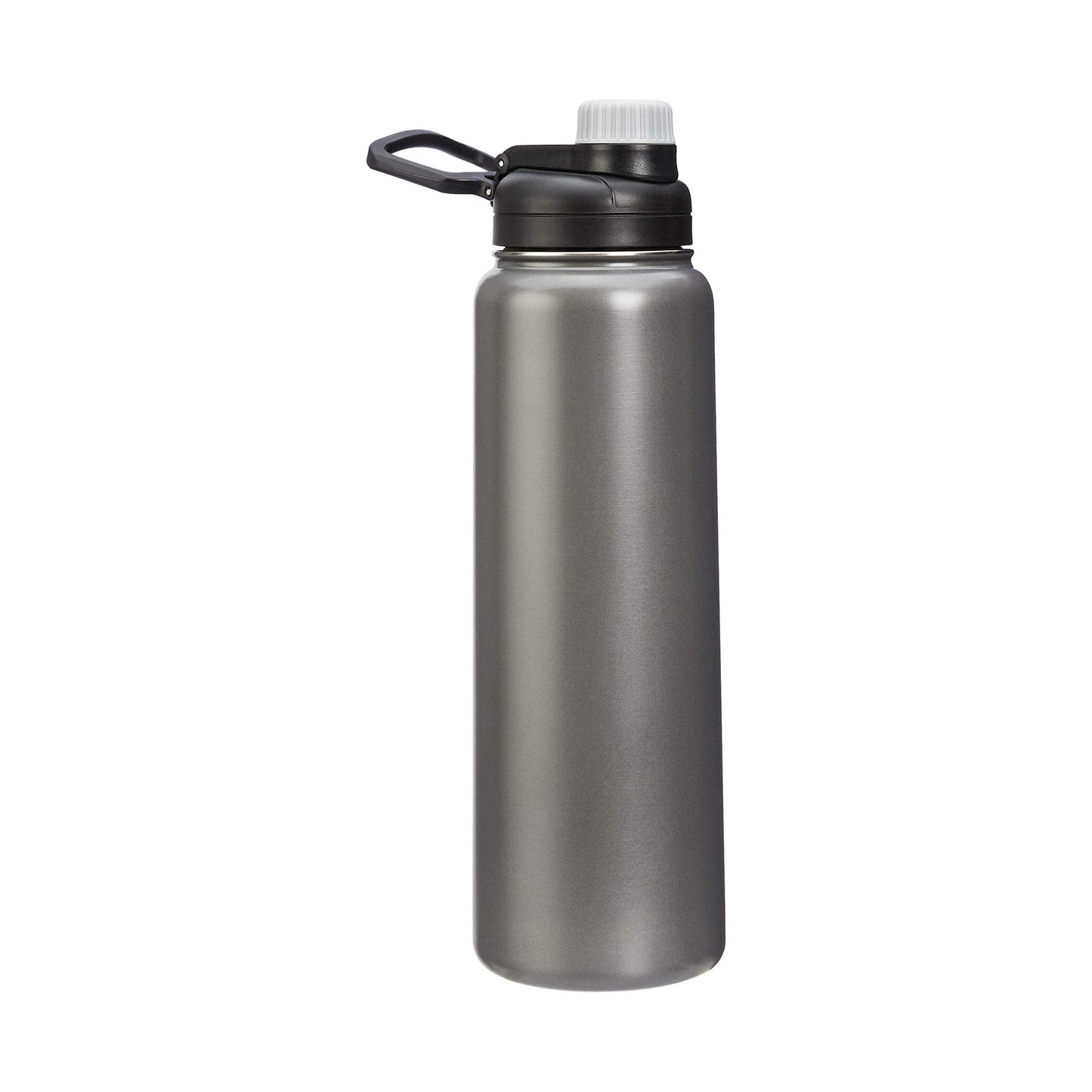 Amazon Basics Large Insulated Stainless Steel Water Bottle, Leakproof Spout Lid, BPA-Free, Vacuum Insulated, Keeps Drinks Cold, Portable, 30.1 ounces, Gray