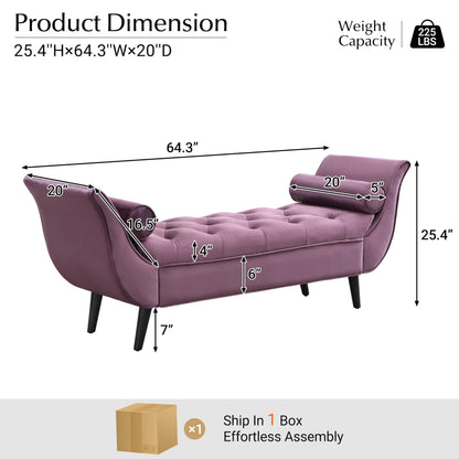 Christopher Knight Home Jolie Modern Velvet Upholstered Ottoman Bench with Pillow, Wooden Bedroom End of Bed Bench, Entryway Ottoman Foot Rest, Living Room Sofa Extra Seat, Purple