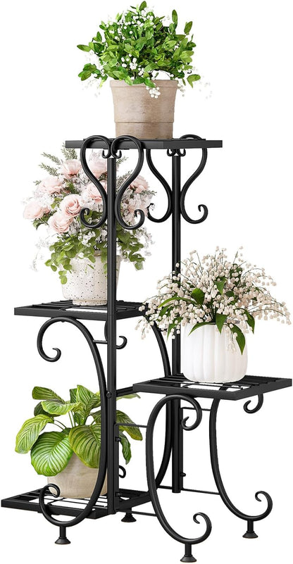 4Tier 4 INGIORDAR Plant Stand Indoor Outdoor Shelf Metal Holder Pot Rack Multiple Plants Stand Tall Flower Shelf Corner