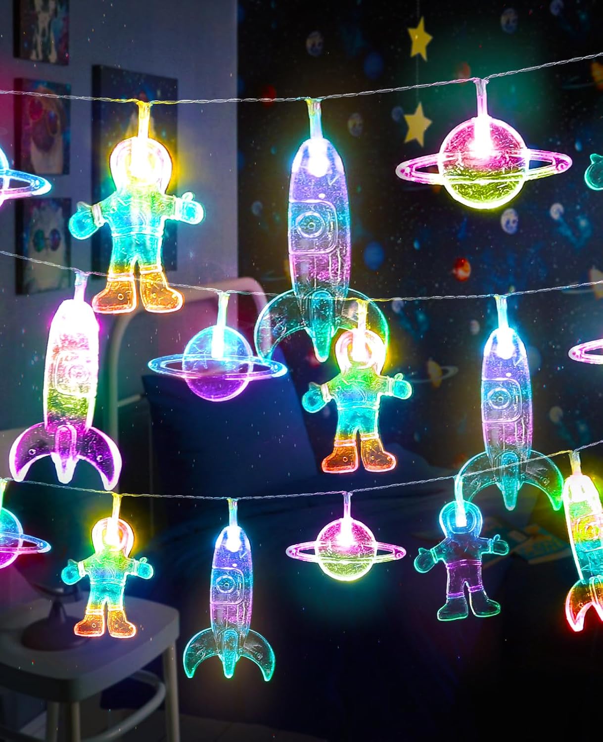 20 AceList Space String Lights, LED Color-Changing Fairy Lights with Battery&USB Powered for Children's/Kids' Rooms