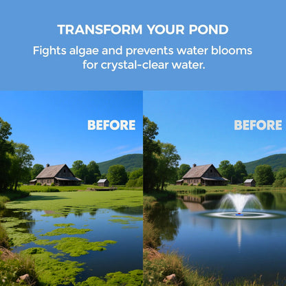 BOFEKTE 15000 GPH Pond Fountain Aerator - Fully Automatic 110V, 750W (1HP) Floating Pumps and Pond Aerator for Large and Small Outdoor Ponds and Lakes - Pountain aerator with 100Ft Power Cord (Silver)