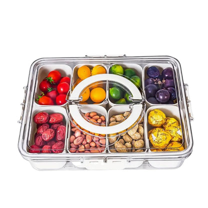 Snackle Box without Ice Pack,Container with Handle,8 Compartment Divided Bento Boxs,Picnic Essentials Storage Container with Lid & Handle+A 11.4" Length Pasta Box for Outdoor Party,Travel,Refrigerator