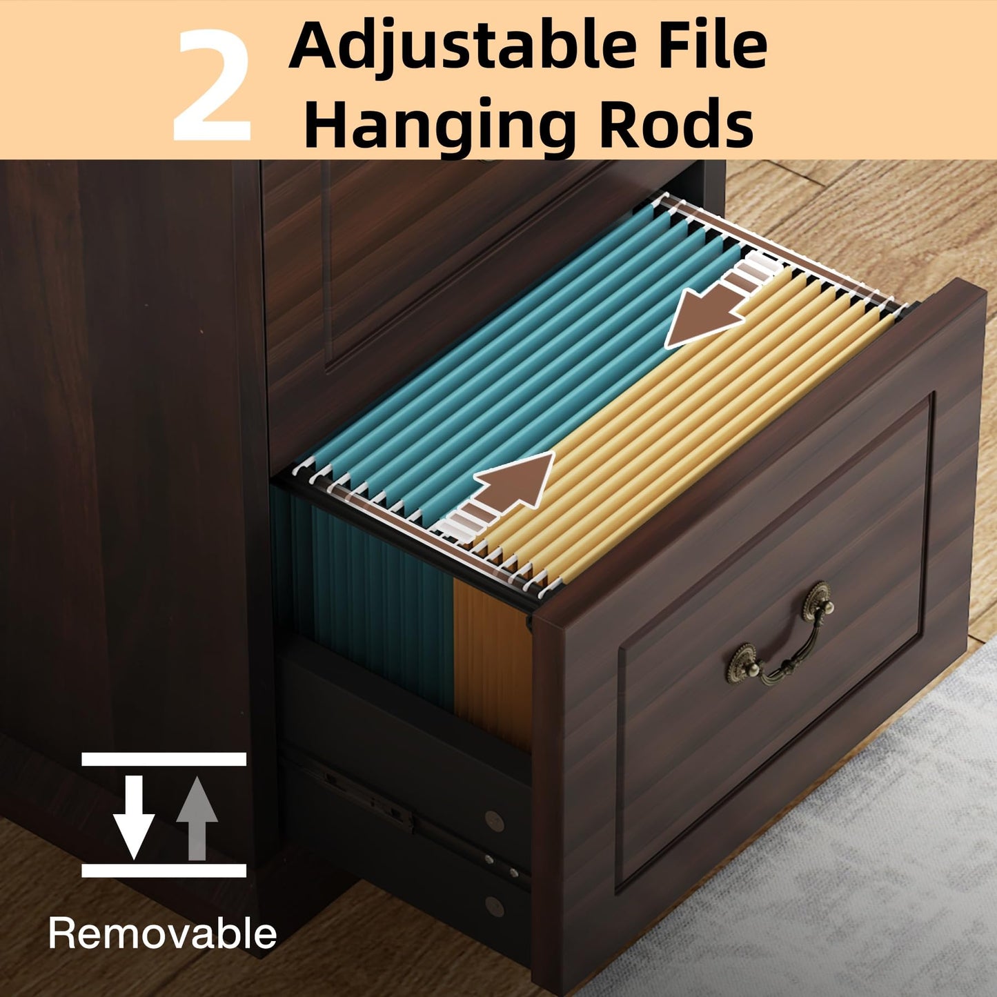 Tribesigns 4-Drawer File Filing Cabinet, Vertical File Cabinet Office Wood Filing Cabinet for A4 /Letter Size Narrow Tall File Storage for Home Office, Walnut