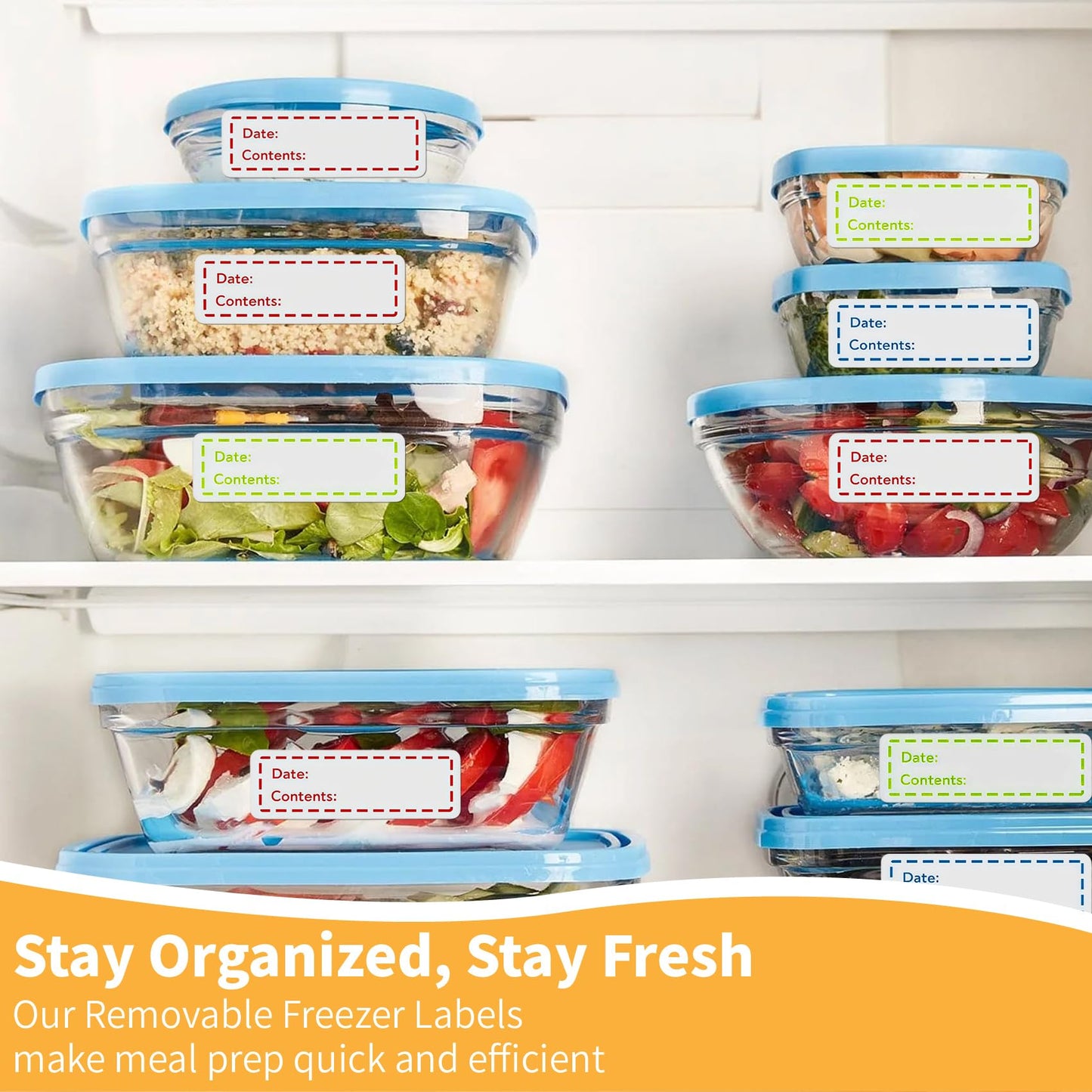 1000 Pcs Removable Freezer Labels, 1 x 3 Inch Food Labels for Food Containers, Food Date Stickers, Easy to Clean Write On Refrigerator Freezer Paper Labels, No Residue for Kitchen