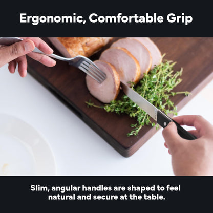 Misen Steak Knives Set of 4 - Precision Serrated Blades for Effortless Dining - Stainless Steel - Superior Cuts with Four Steak Knives Handles - Black