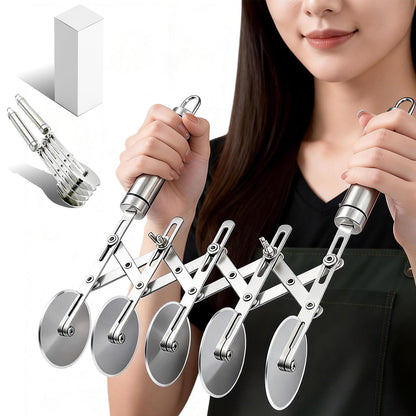5-Wheel Pastry Cutter & Dough Divider - Adjustable Heavy Duty Stainless Steel Tool for Cinnamon Rolls, Brownies, Lattice, Pasta, Pizza | Achieve Perfect, Even Cuts Every Time