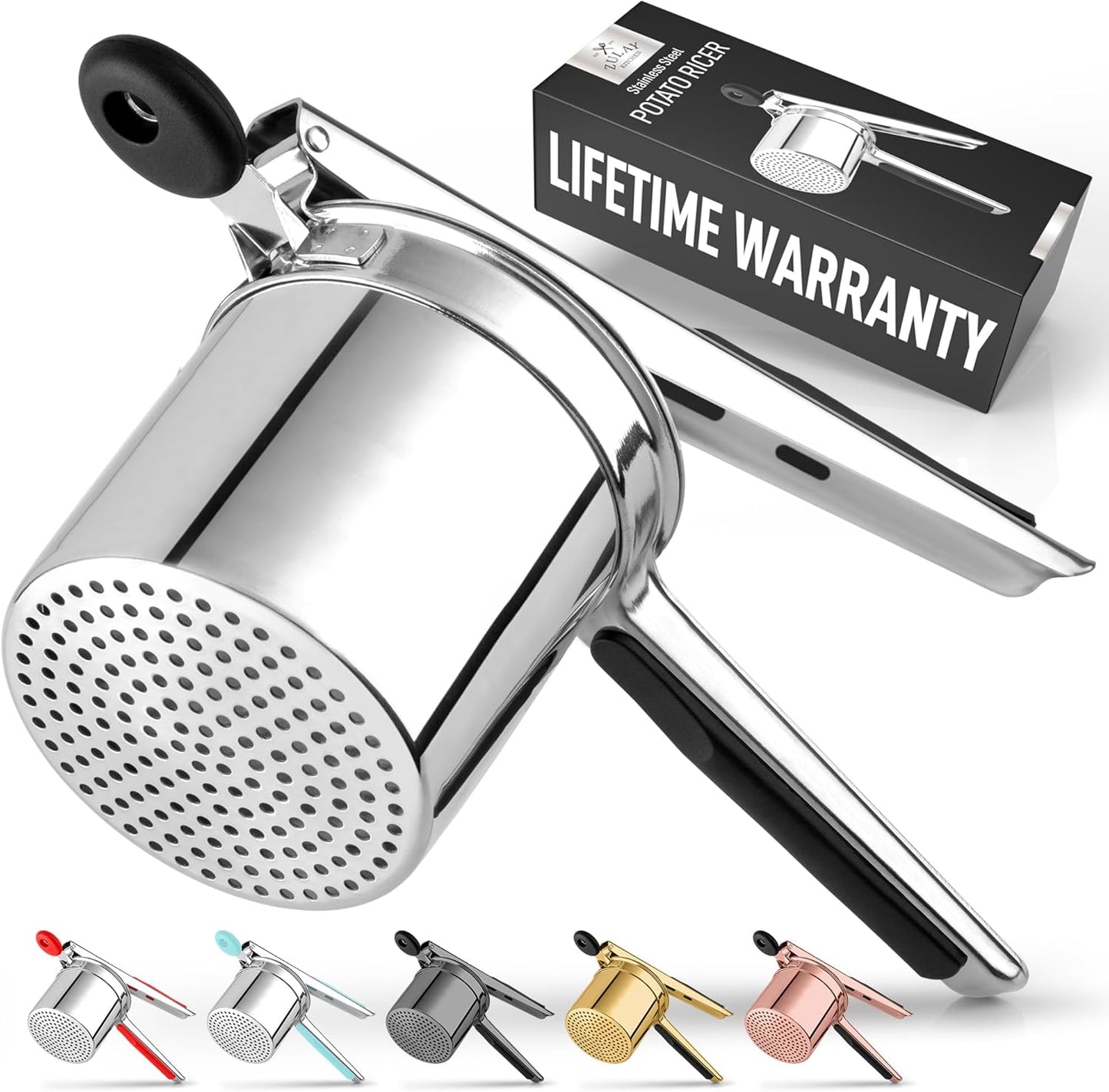 15oz Zulay Kitchen Large Potato Ricer, Heavy Duty Stainless Steel Potato Masher and Ricer for Mashed Potatoes, Mashed
