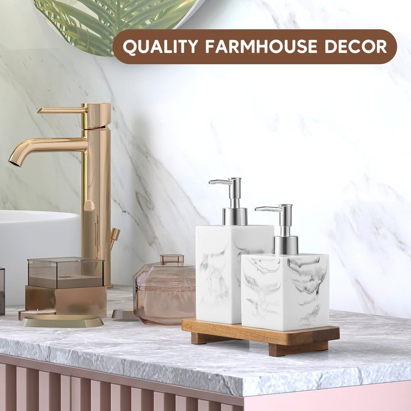 Small Acacia Wood Bathroom Tray Pedestal Stand Farmhouse Kitchen Decor Decorative Wooden Riser Soap Dish Sponge Holder for Vanity, Counter, Sink, 8.6" x 3.6"