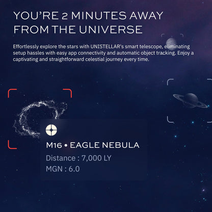 Odyssey PRO - UNISTELLAR Smart Telescope (with Eyepiece), 85mm f/3.9 (320mm) Digital & Computerized, App-Controlled Motorized Alt-Az, Enhanced Vision, RAW/FITS Export, 64GB, 5h Battery (Black)