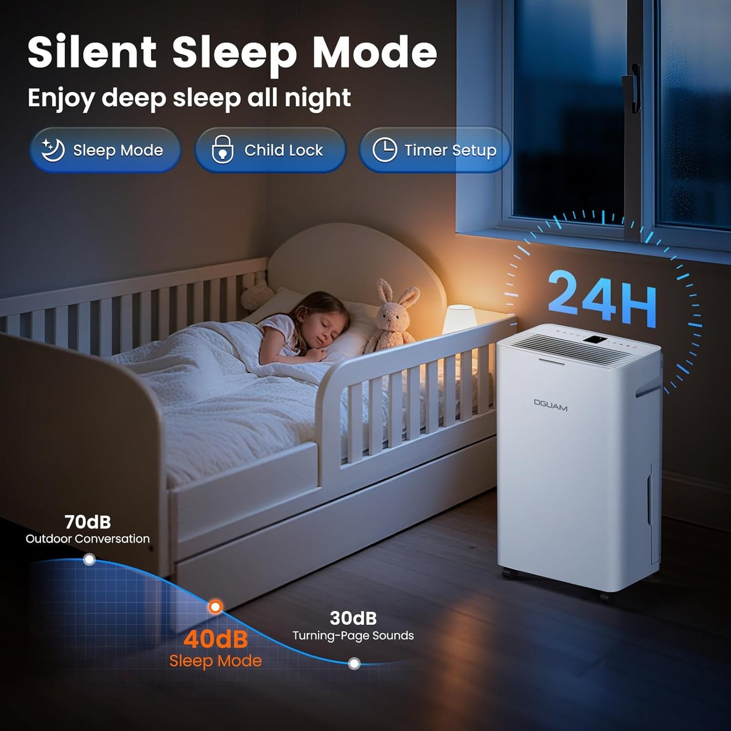 Skiennix 4500 Sq. Ft Dehumidifier - 80 Pint/Day Smart Humidity Control | Energy Efficient & Quiet for Home