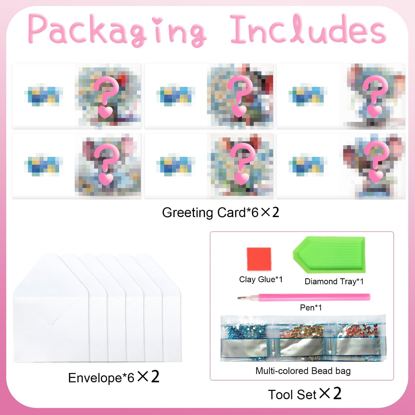 Focart 12 Pack Diamond Painting Greeting Cards, Random Diamond Art Kits Special Shape Drill DIY Handcraft, Unique Design Crafting for Birthday Holiday Cards, Best Wishes to Relatives and Friends