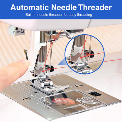 FEIYUE FY600 Electronic Sewing Machine for Beginners, 146 Built-in Stitches, LCD Display, Automatic Needle Threader, Adjustable Speed, Free Arm, 100-240V 70W