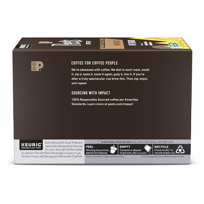 Peet's Coffee Medium Roast K-Cup Pods - 100% Arabica Coffee, 60 Count (6 Boxes of 10 Pods)