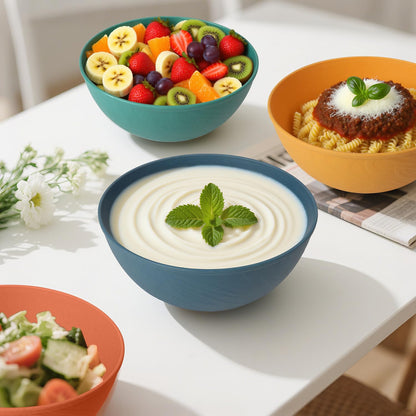 Perlapoc Unbreakable Large Cereal Bowls 40 OZ, Wheat Straw Bowls Set of 6, Alternative Plastic Bowls for Kitchen, Outdoors, Microwave & Dishwasher Safe Bowl Set for Salad, Cereal, Soup, Ramen, Multi