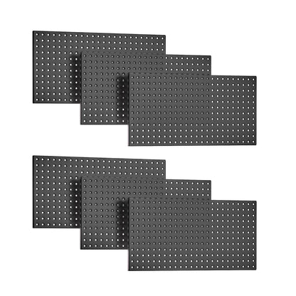 EVERHANGER Metal Pegboard Panels 24" x 12", Heavy Duty Steel Peg Boards for Garage, Pegboard Wall Organizer for Tool Storage and Organization, Black, 6 Pack