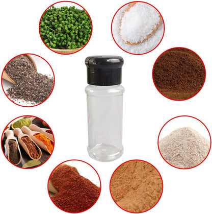 FEOOWV 25Pcs Empty Plastic Spice Bottles Set for Storing Barbecue Seasoning, Salt, Pepper, 75 ml/2.5 oz (Black)