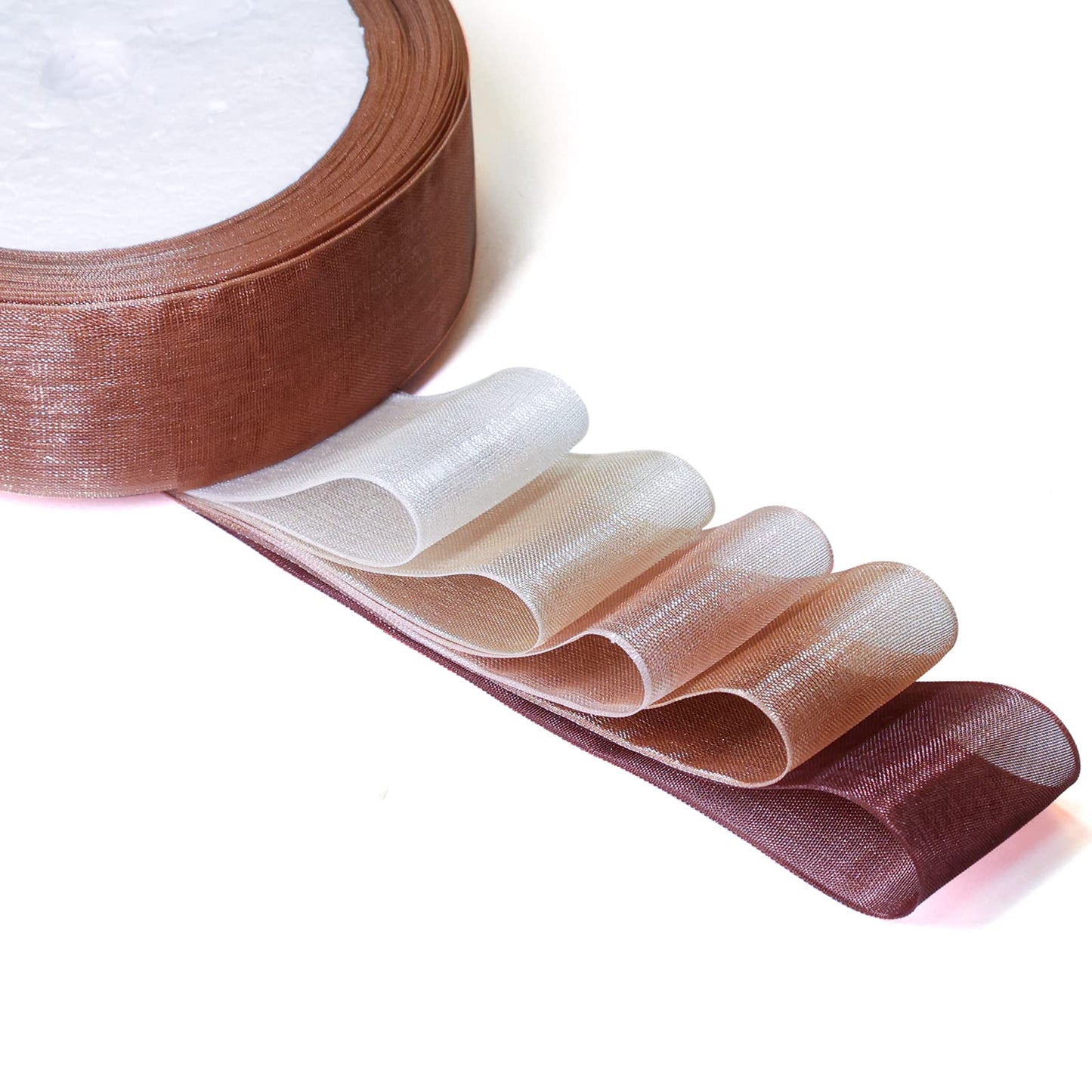 Organza Ribbon Sheer Ribbon, 1" x 125 Yd 5 Rolls Earth Tones for Gift Wrapping, Bouquet, Wedding, Party Decoration, Earth Tones