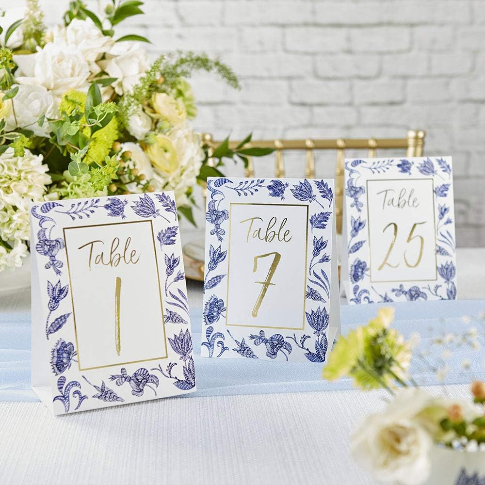 Kate Aspen Blue Willow Wedding Table Numbers (1-25), One Size, Seat Assignments & Table Decor