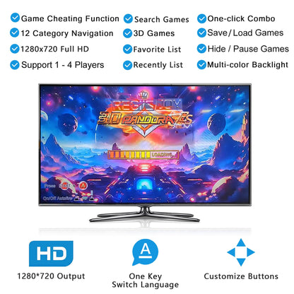 RegiisJoy 32000 in 1 Portable Arcade Game Console, 14-inch HD Screen Metal Box Single Player Pandoras Box 78S,Retro Video Game Machine Search/Hide/Save/Load/Pause Games