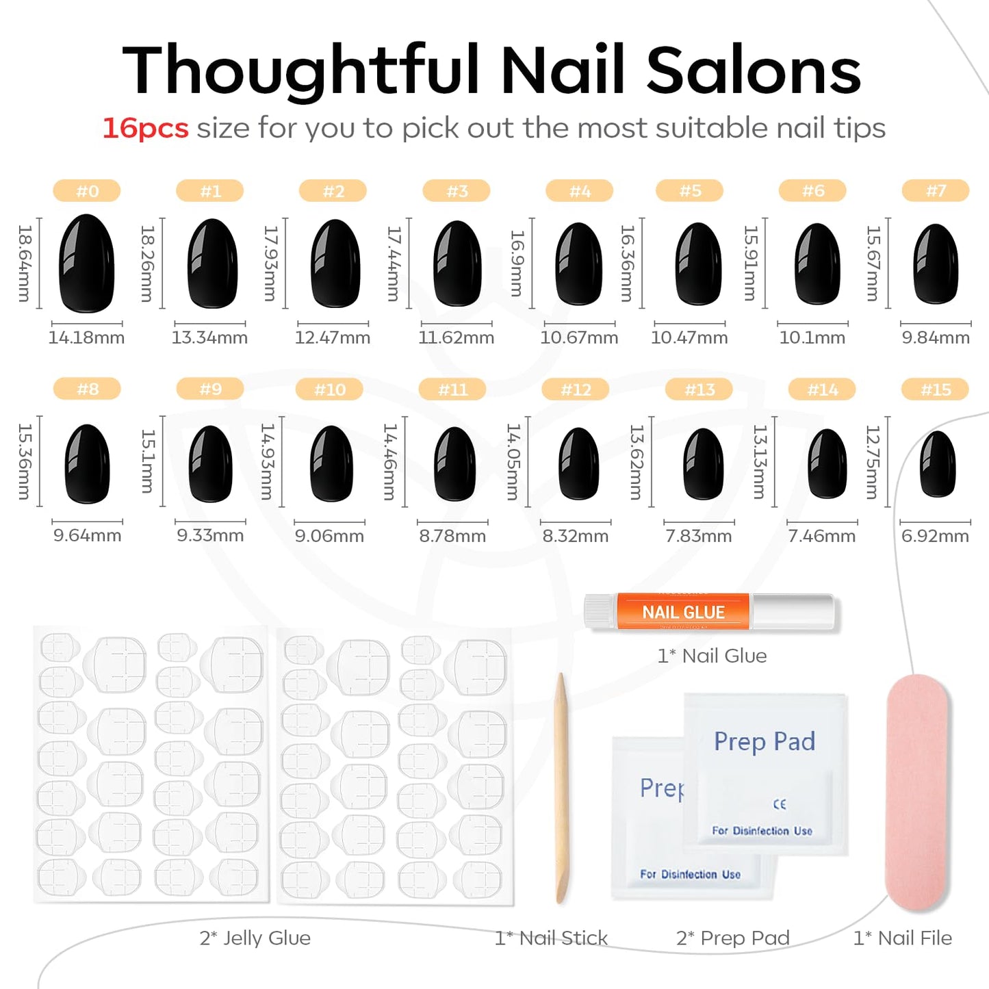 modelones Pink Short Press on Nails, Fall Halloween Oval Fake Nails Kit Press Ons with Nail Glue, Adhesive Tabs, Nail File, Prep Pad, Manicure Stick, 32Pcs 16 Sizes