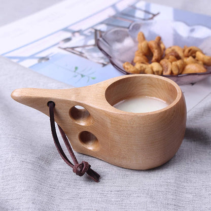 Mochiglory Wooden Mug Nordic Style Handmade Natural Drinking Cup for Coffee, Tea, and Milk