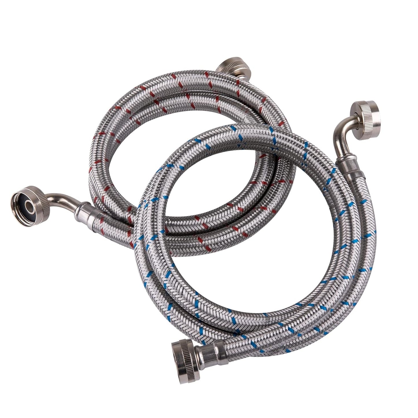 Hausen 48-Inch Stainless Steel Washing Machine Connector, 4 Feet Elbow Supply Line, 1-Pack