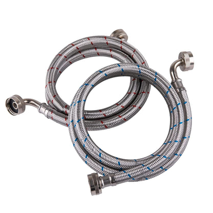 Hausen 48-Inch Stainless Steel Washing Machine Connector, 4 Feet Elbow Supply Line, 1-Pack