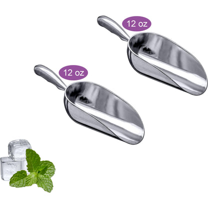 Amazing Abby - Elsa - 12-Ounce Aluminum Ice Scoops (Set of 2), Cast Aluminum Utility Scoops, Food-Grade, Good for Home and Commercial Use, NOT Dishwasher-Safe, Hand-Wash Recommended