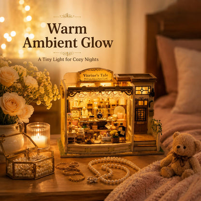 DIY Miniature House Kit, 428 PCS Jewelry Shop DIY Book Nook Kit with LED, 3D Wooden Puzzle Miniature Doll House Kit for Arts and Crafts Decor - Unique Tiny Home Kits Gifts for Women & Adults