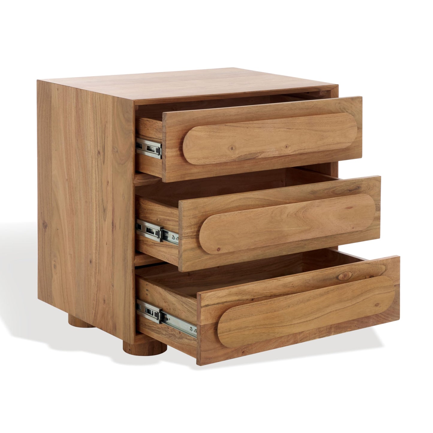 SAFAVIEH Couture Collection Lesliette Natural Brown 3-Drawer Solid Wood Nightstand (Fully Assembled)