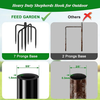 Feed Garden 76'' Heavy Duty Bird Feeder Pole - Adjustable Shepherds Hook for Hummingbird Feeders & Lanterns
