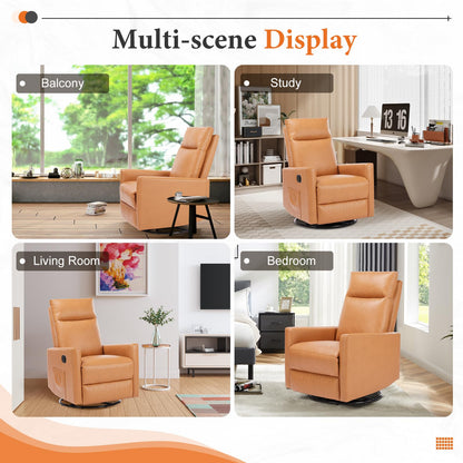 Sweetcrispy Recliner Chair, 360 Swivel Rocker Chair for Adults, Glider Rocker Recliners, Nursery Chairs for Living Room, High Back, Upholstered Deep Seat, Classical Brown