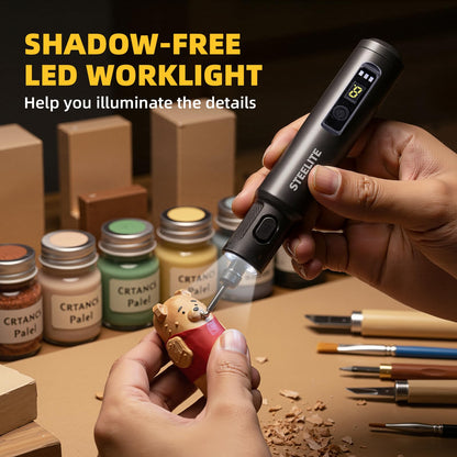 STEELITE Mini Cordless Rotary Tool, 6-Speed Rotary Tool Kit with 50 Accessories, Multi-Purpose and USB Charging 3.7V Power Rotary Tool for Engraving, Sanding, Polishing, Drilling, Etching, DIY Crafts