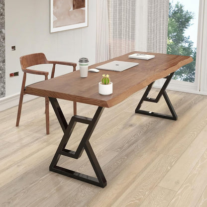 jmzx store Solid Wood Rustic Style 55.1-inch Computer Desk - Large Office Desk for Home Office, Modern and Simple Design, Ideal for Dining,Study, Writing (Black-w, 55.12 * 27.56 * 29.53)