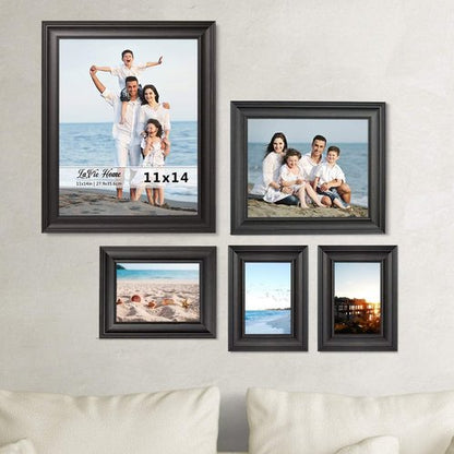 LaVie Home 5x7 Picture Frame - Rustic Black Photo Frame Set with High Definition Glass for Wall & Table Display