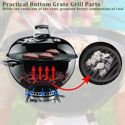 OGANAZI Cast Iron Bottom Fire Grate - 9 Inch Round BBQ Grill Grate Replacement, High Heat Charcoal Plate Bottom Grate Grill Parts, Fireplace Grate for Fire Pit Project BBQ Accessories Parts