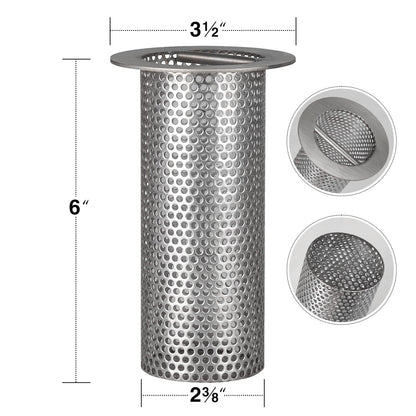 HOTYELL 3" Commercial Floor Drain Strainer, 6'' High, Thick Stainless Steel and Finely Polished Drain Basket