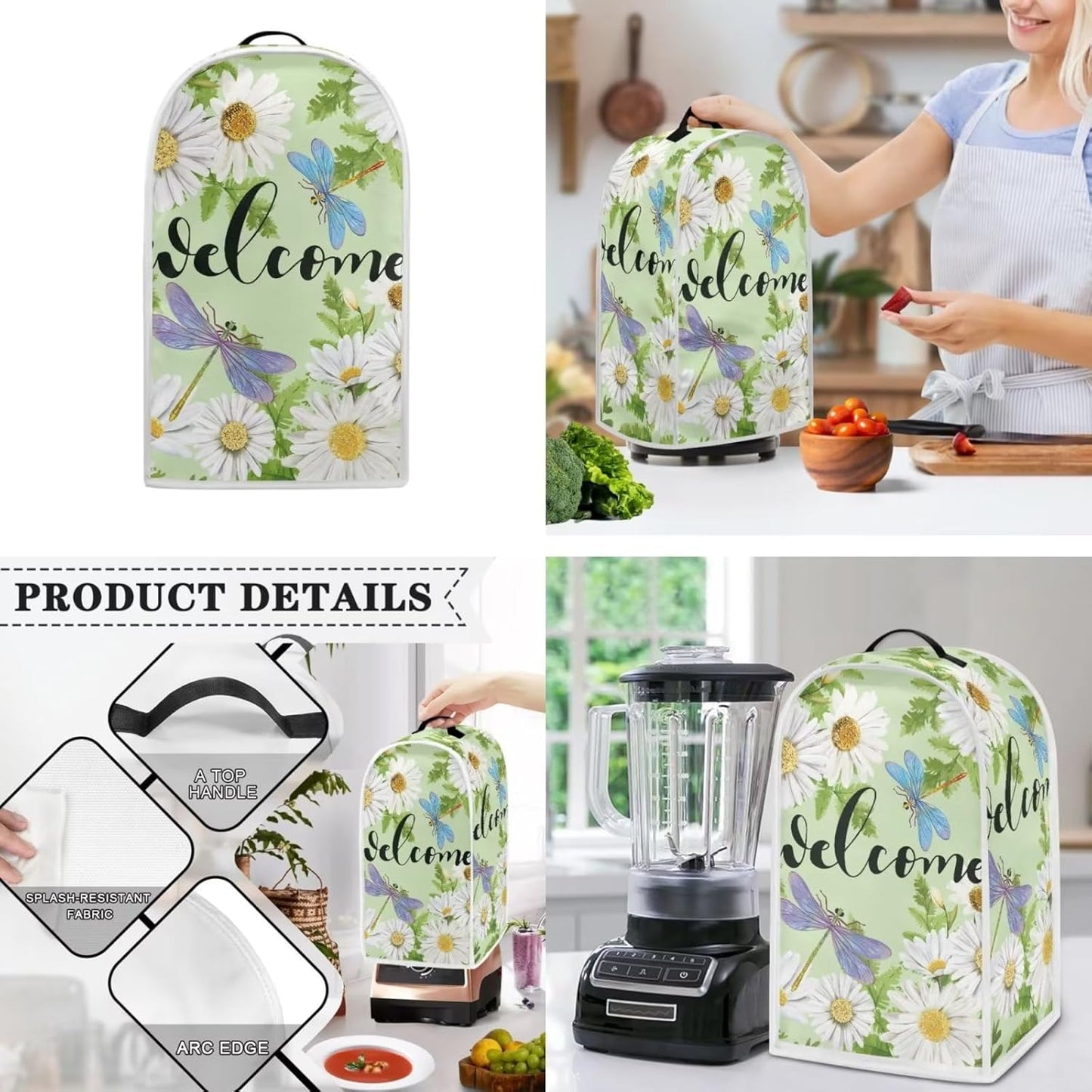 Daisy Dragonfly 2 Slice Toaster Covers - Kitchen Appliance Covers for Blender & Coffee Maker to Keep Clean & Safe
